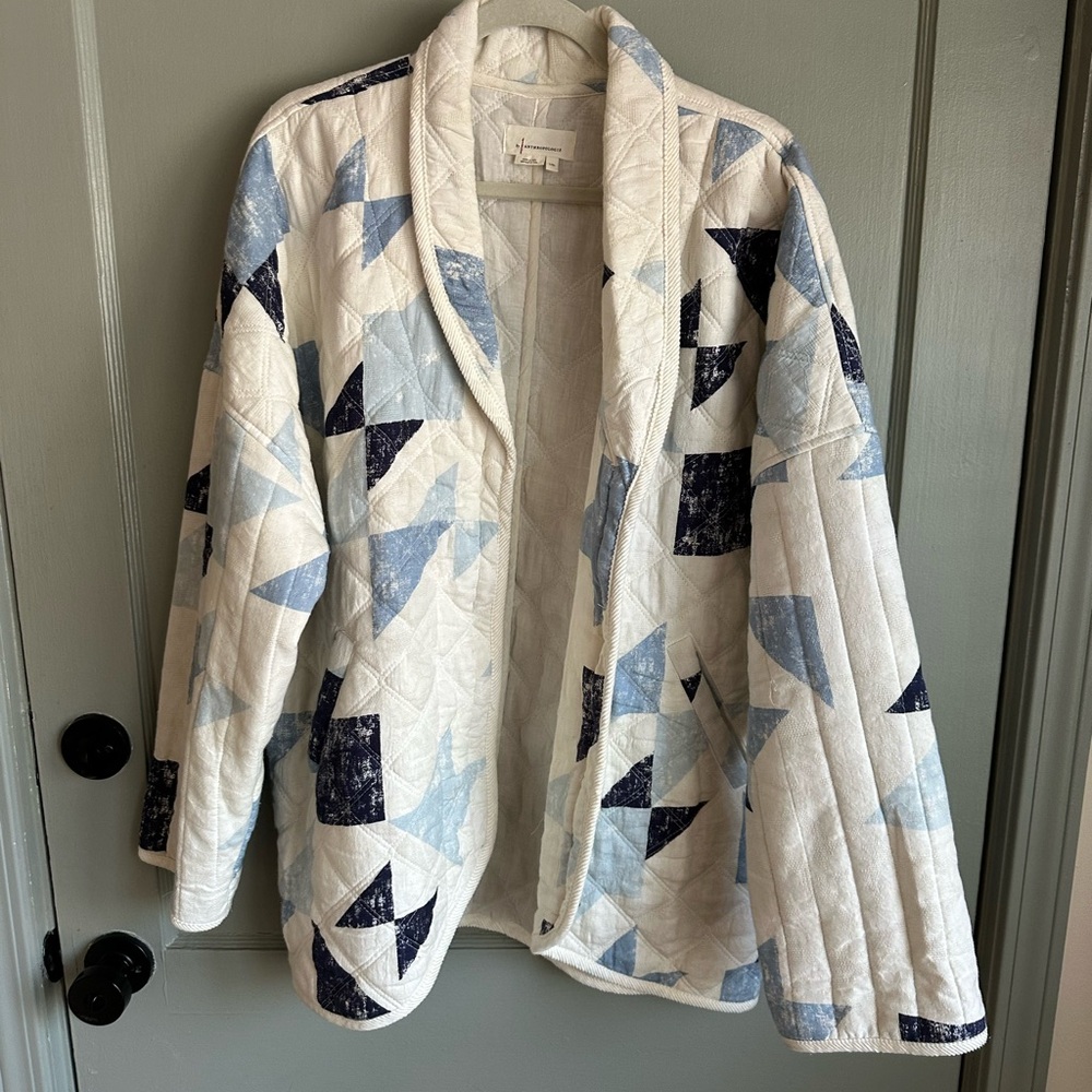 Anthropologie Quilted Jacket in Blue and White - Picture 7 of 15